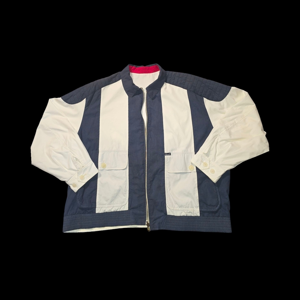 Faconnable Navy and White Vintage Reversible Zip-Up Jacket